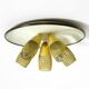 Very rare 5-arm mid-century modern metal bag ceiling lamp with round white