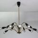 Italian Black and brass 12 arm Spider Chandelier  1950s
