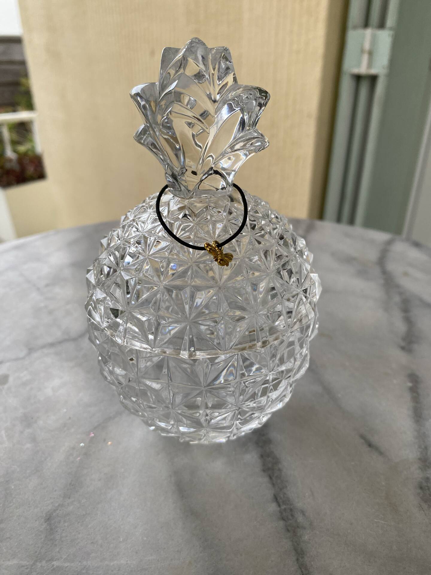 Candy box / Jewellery box "Pineapple" in cut crystal – Vintage style