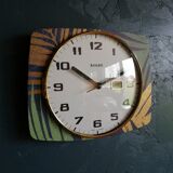 Vintage clock silent wall "Bayard blue green copper"
