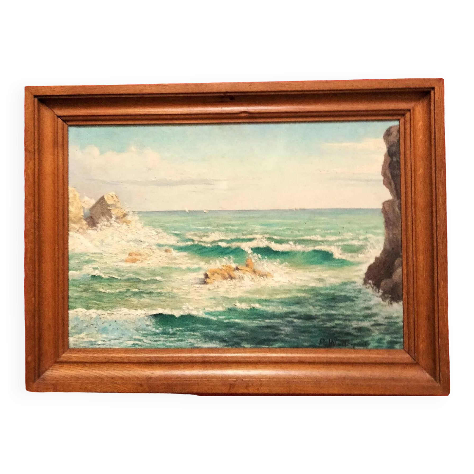 Late 20th Century Seascape Oil Painting, Framed