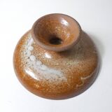 Large vintage stoneware compote dish with a footed plate