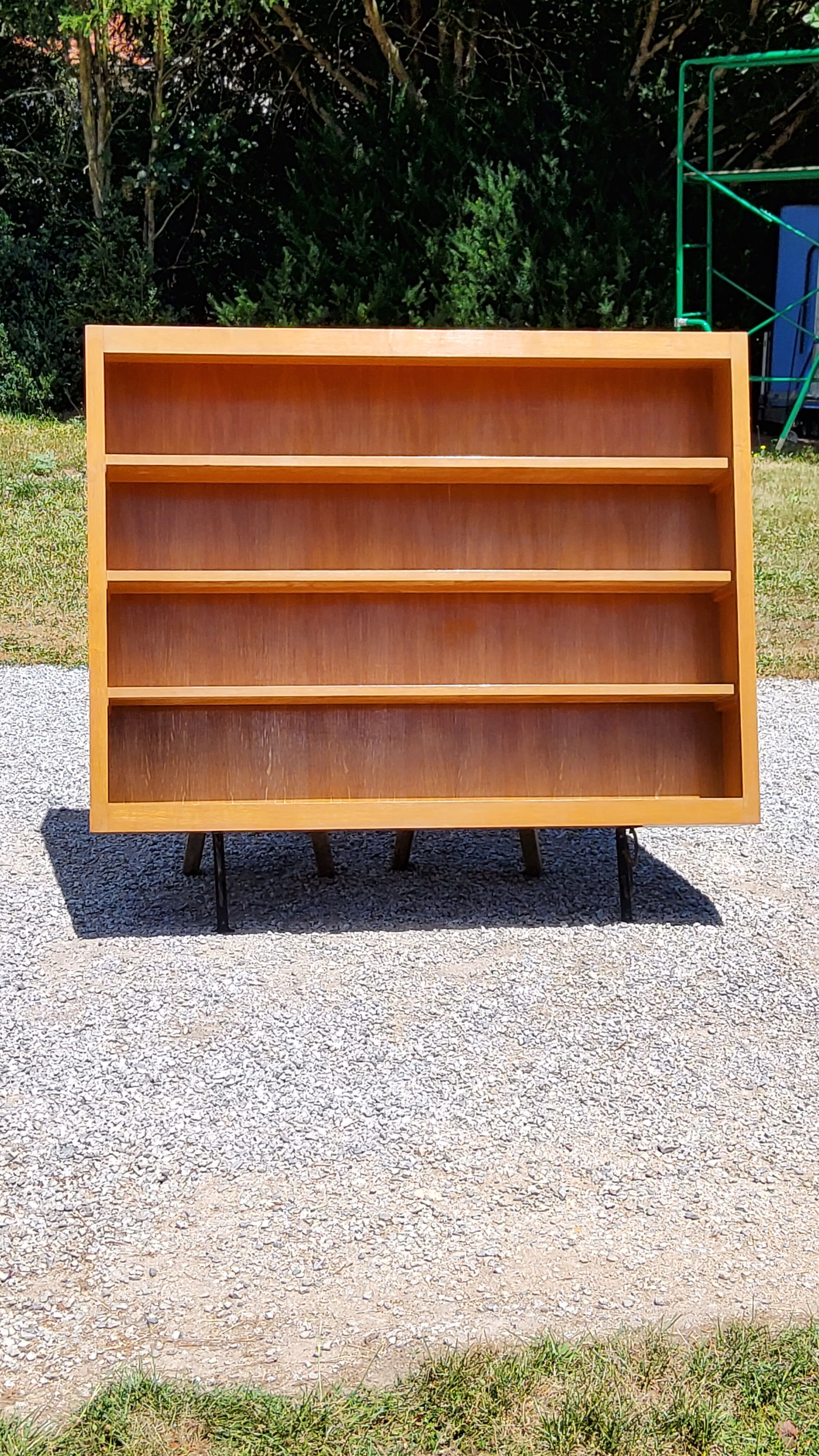 Wall shelf from the 50s in solid blond oak