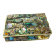 Vide-poche en coquille d'abalone, alpaga et bois, Mexique, vers 1970.