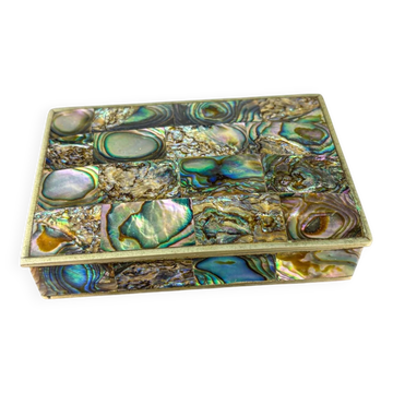 Abalone shell vanity box, alpaca and wood, Mexico, c.1970s
