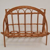 Vintage rattan and bamboo magazine holder,czechoslovakia,1970's.