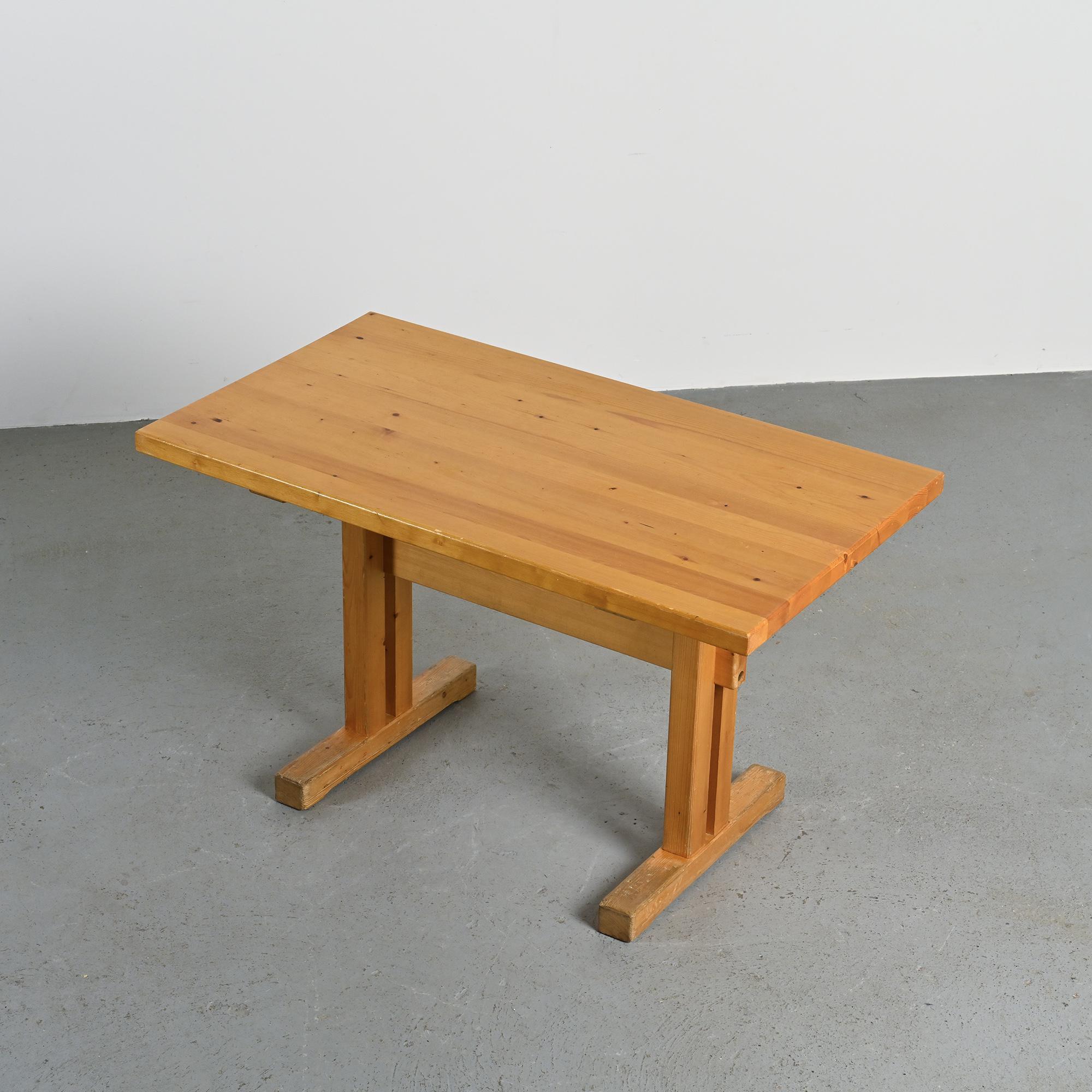 Solid pine table, Les Arcs, France.