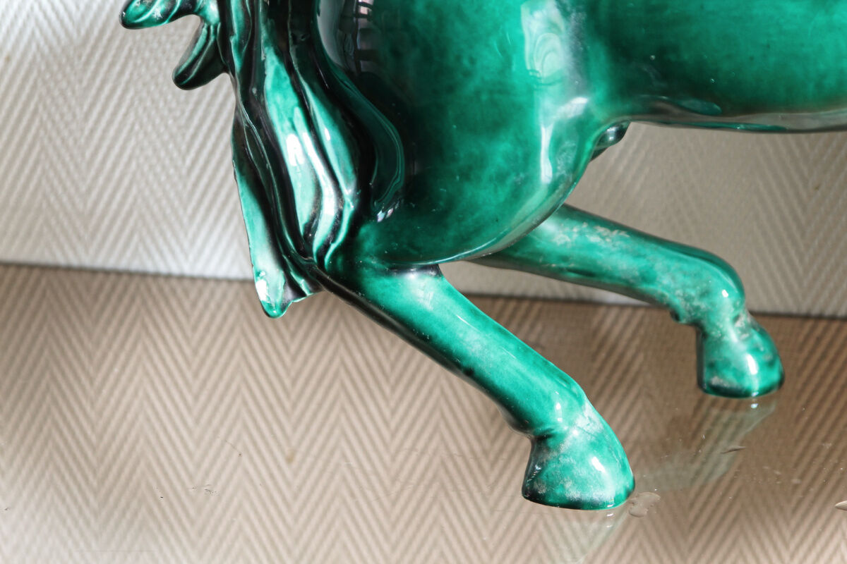Green earthenware horse