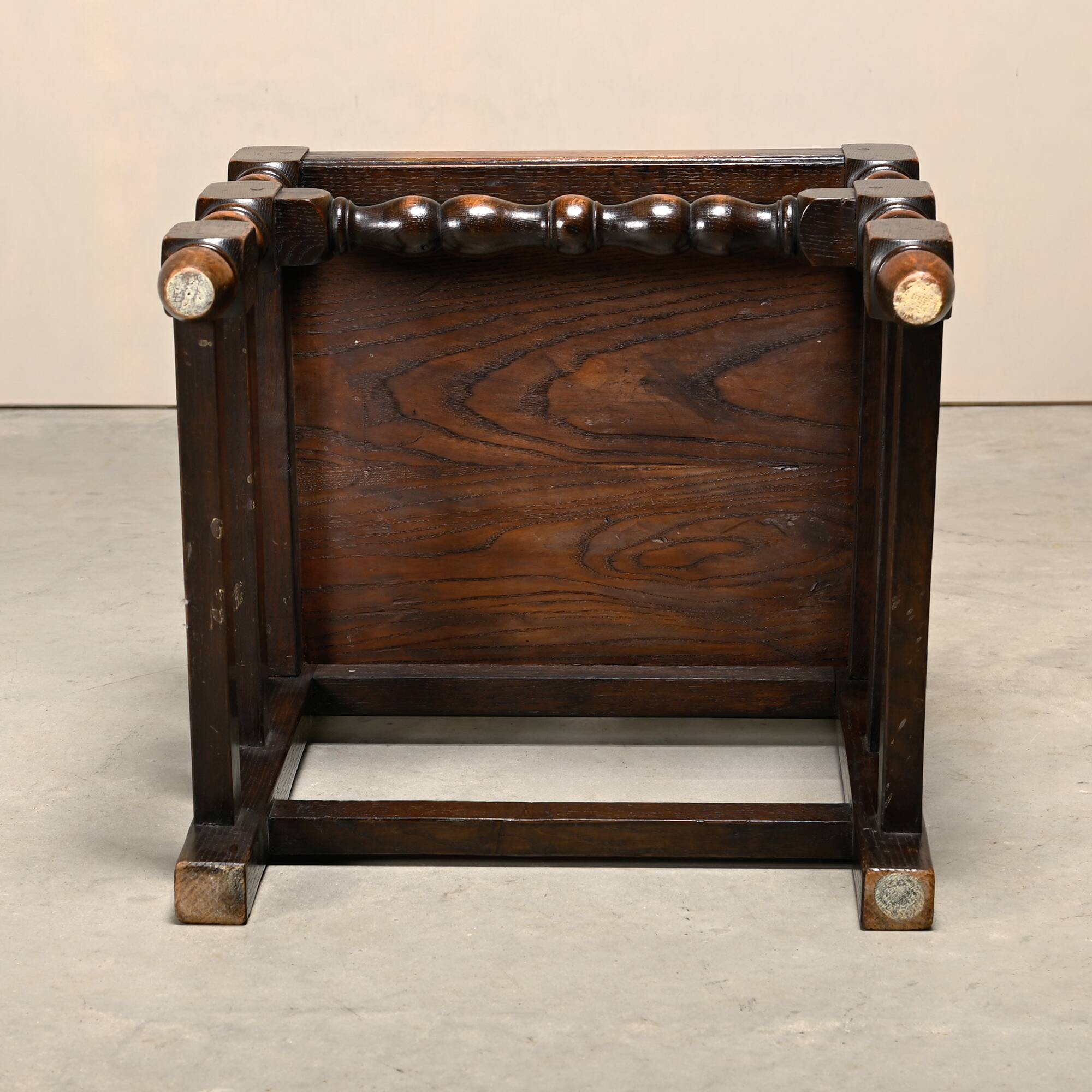 Pair Antique Yorkshire Back Stools / Side Chairs solid Oak, England 18th Ce
