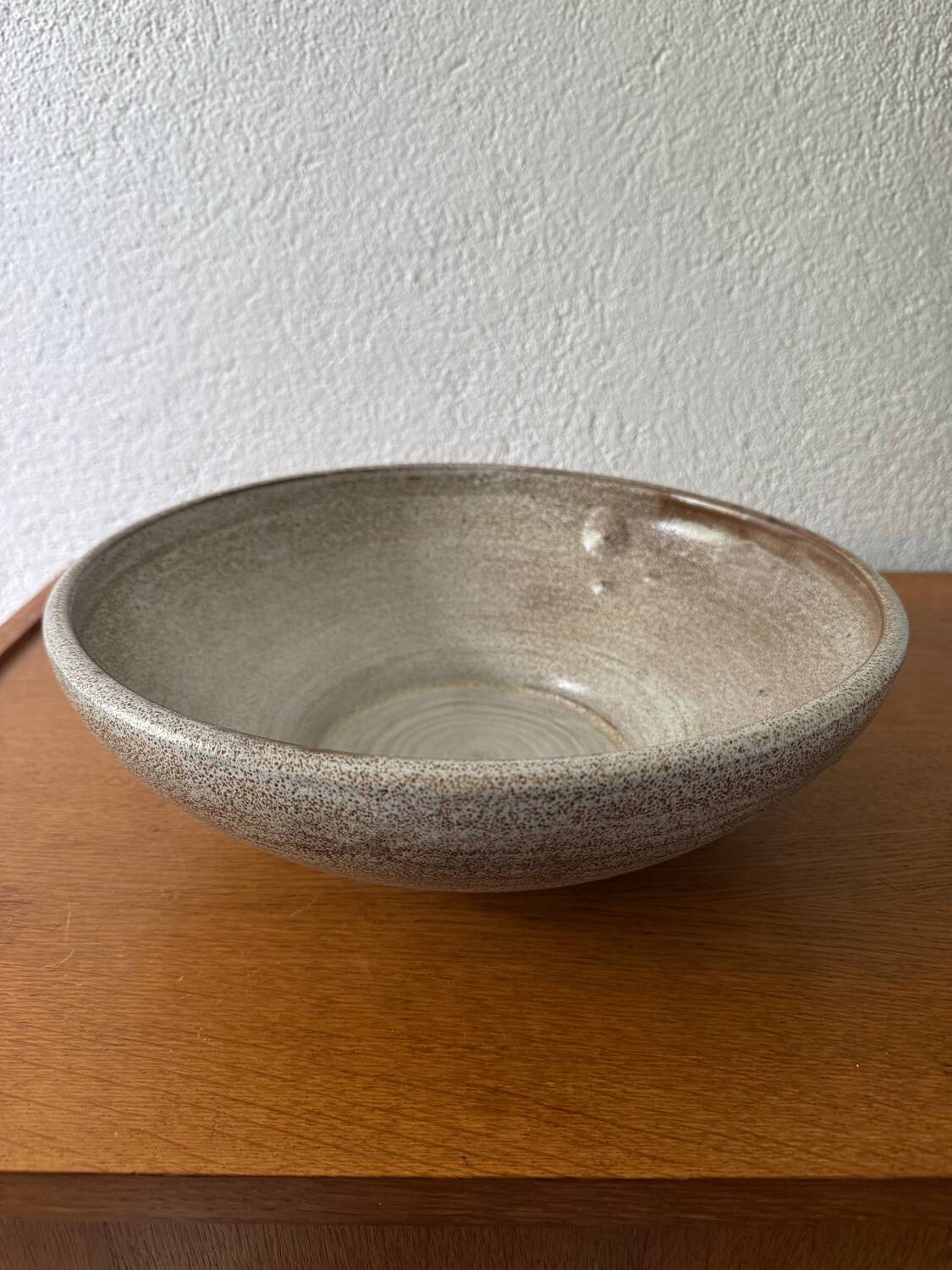 Large glazed stoneware bowl from the 60s