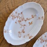 Pair of antique Limoges Haviland porcelain relish dishes with bird decoration