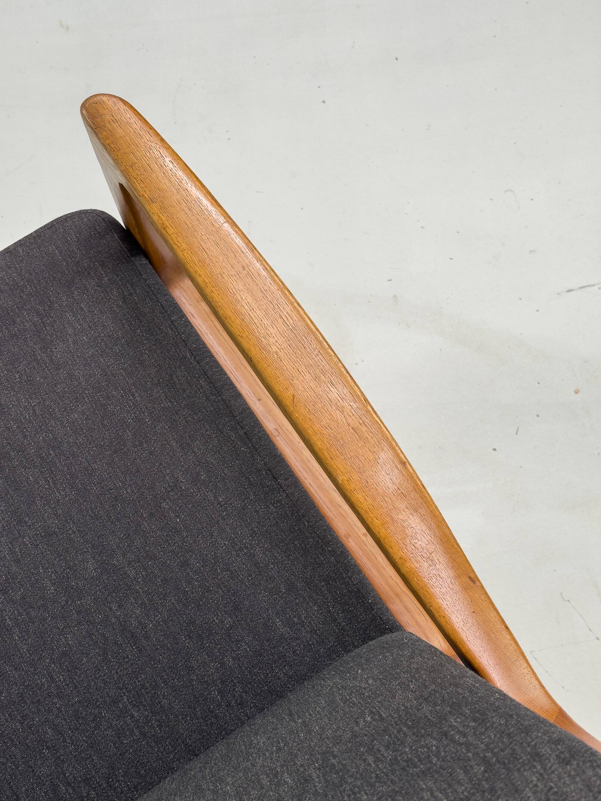 Senator Lounge Chair and Ottoman in Teak and Wool by Ole Wanscher for P. Je