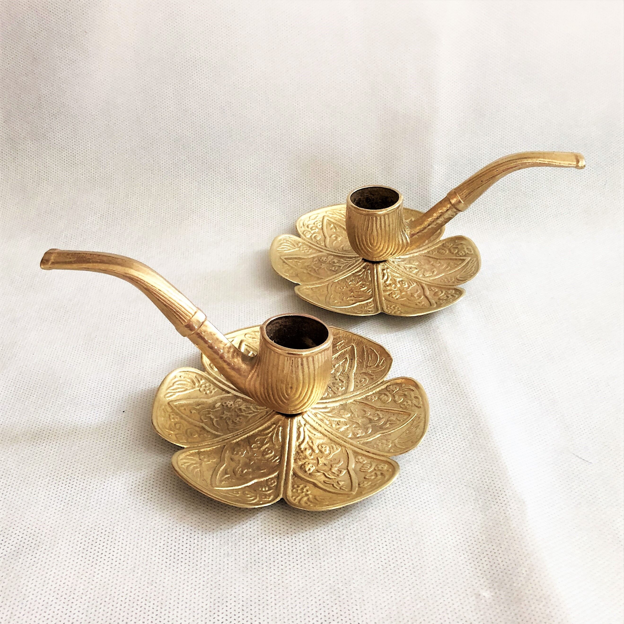 Pair of gilded bronze hand candle holders