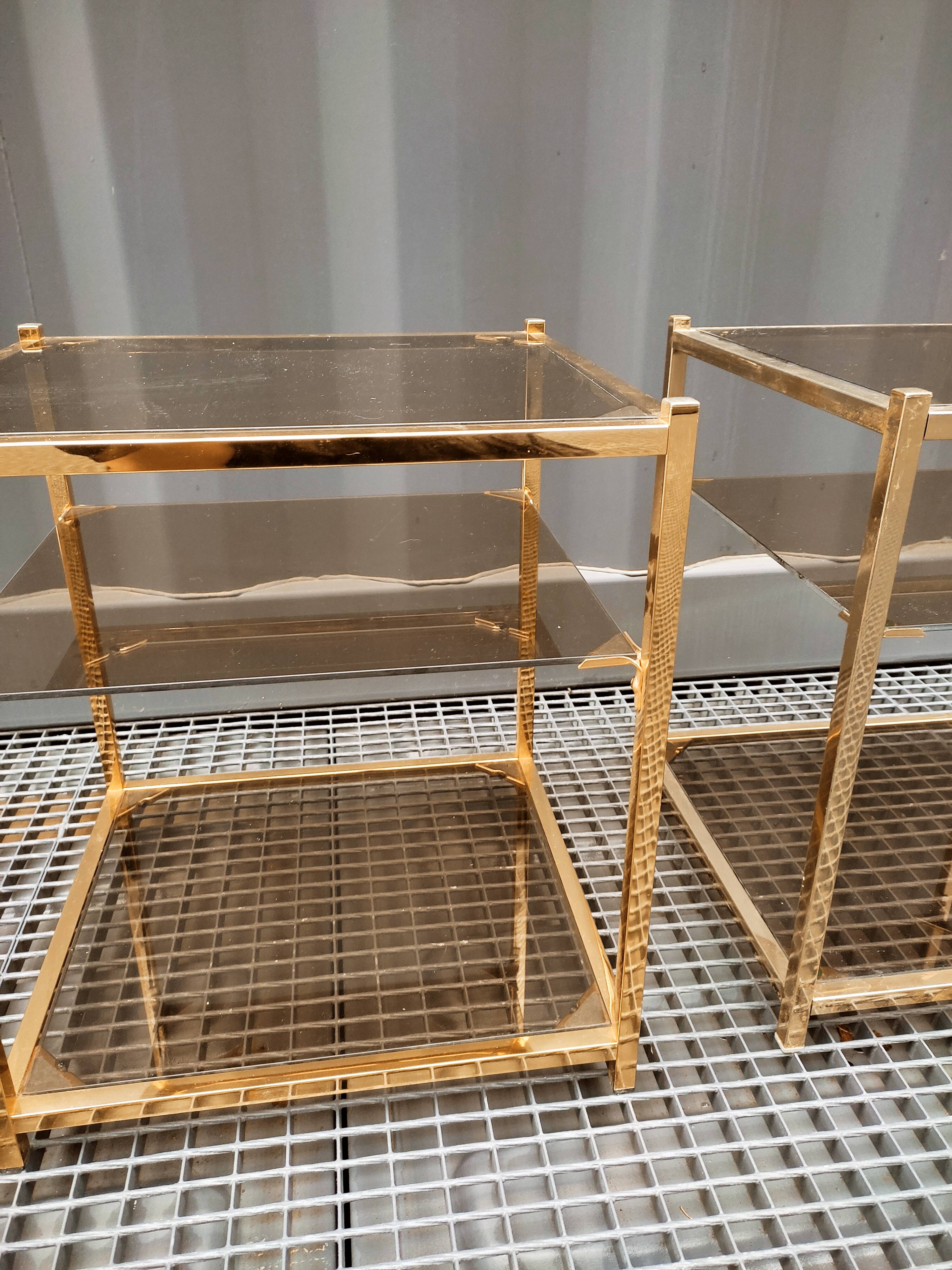 Sofa ends.in gilded metal and glass