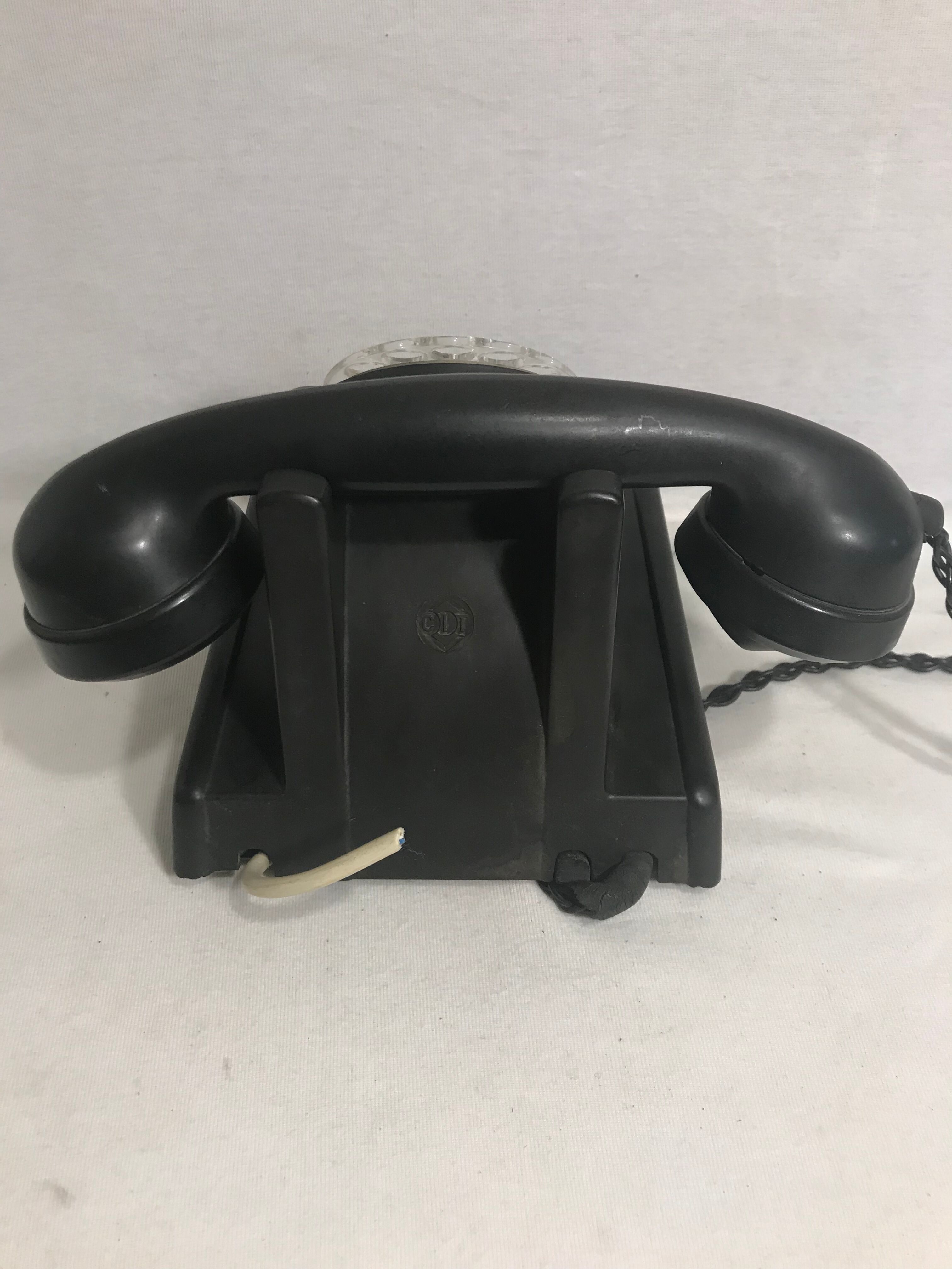 Old telephone bakelite black dial transparent 50 vintage 40's cit