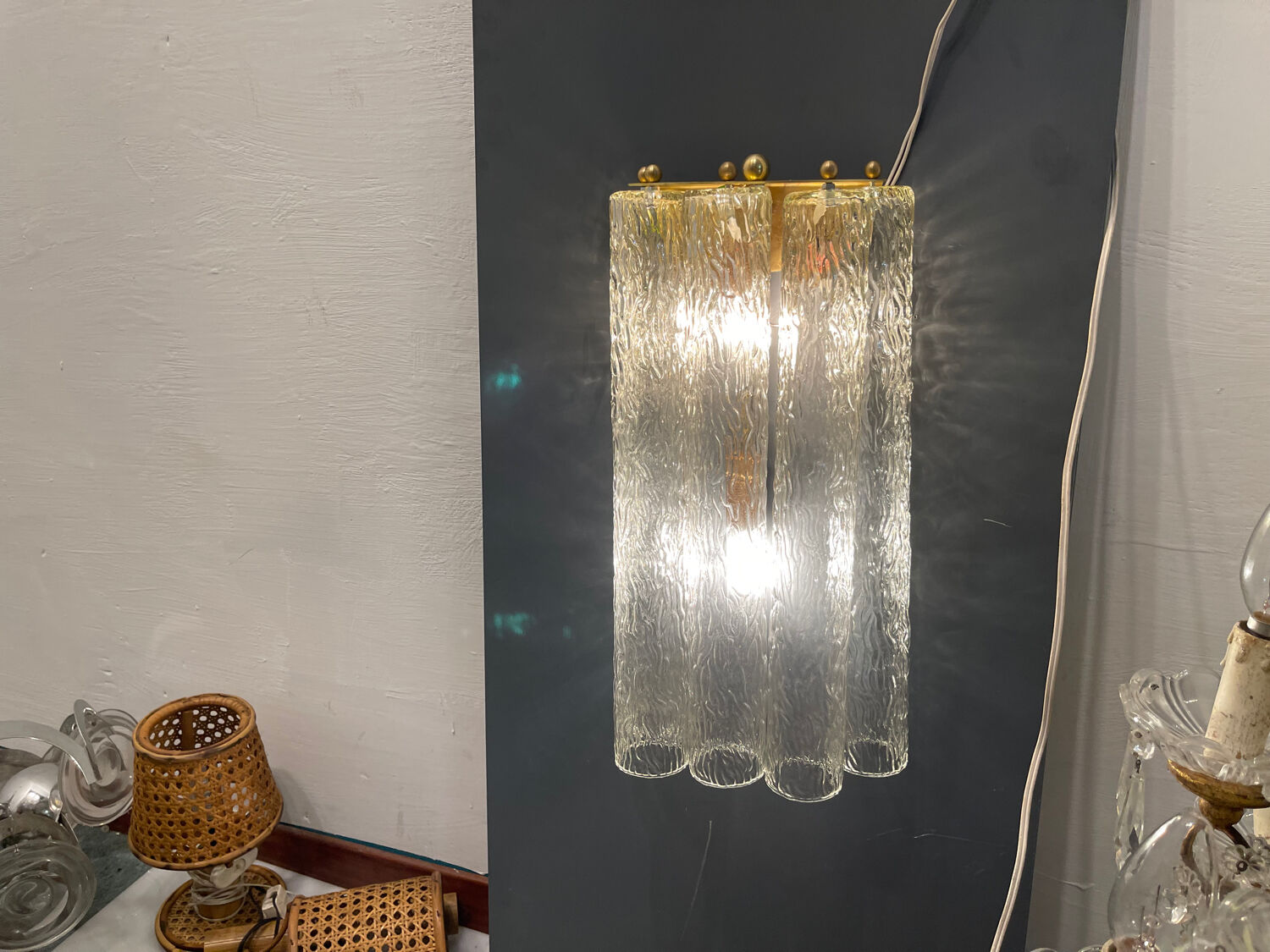 Murano Glass Tube Wall Sconces – Set of 2, Italy, 1980s
