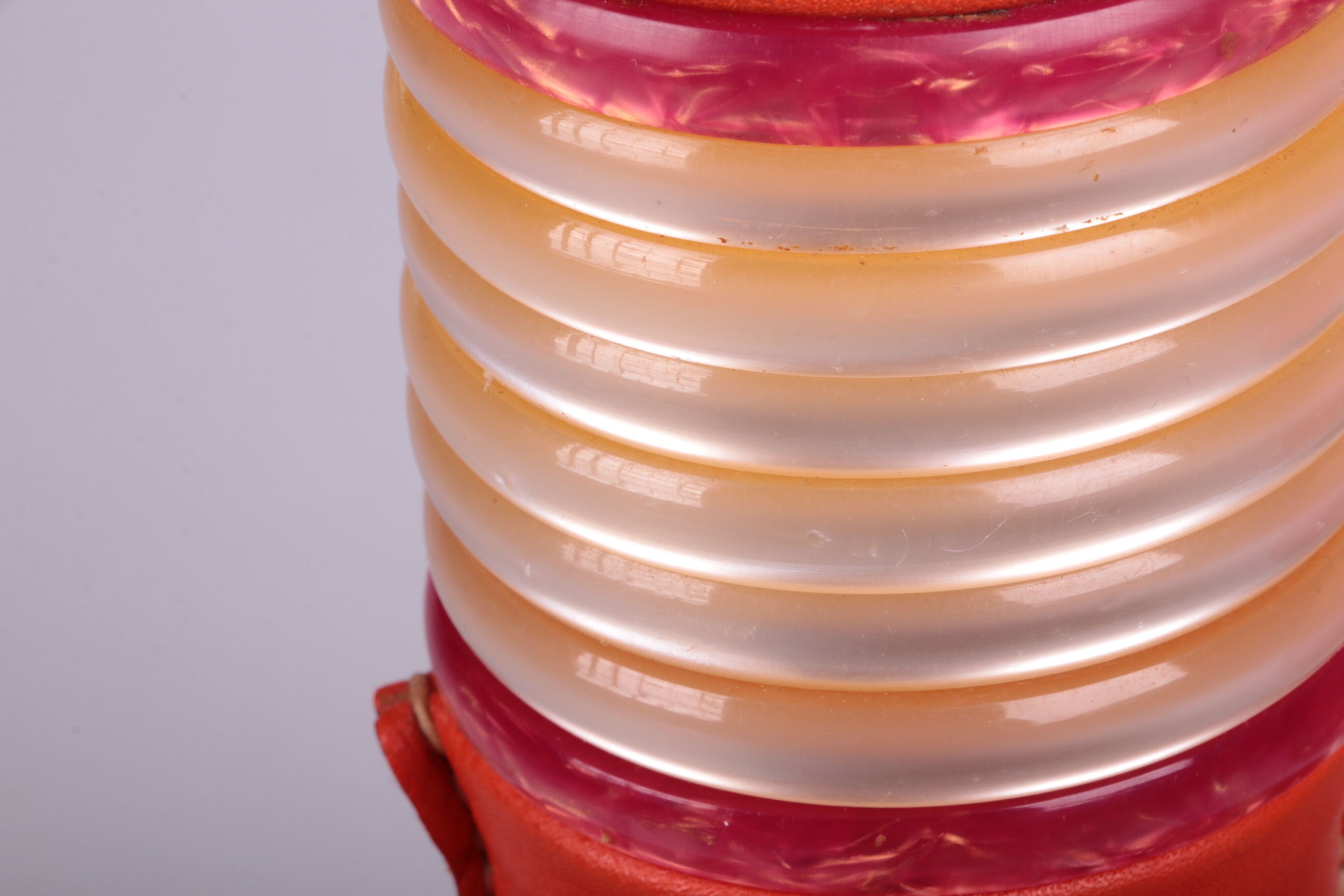 Ensemble de lampes de table rembourrées en cuir orange français années 1960