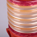 Ensemble de lampes de table rembourrées en cuir orange français années 1960