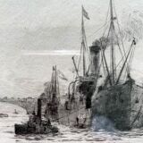 Tableau gravure originale Rowland Langmaid (1897/1956) "London Bridge"
