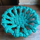 Woven green ceramic basket