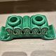 Pair of Art Deco green ceramic candlesticks