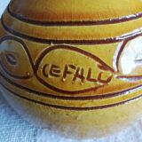 Glazed ocher round pitcher with handle
