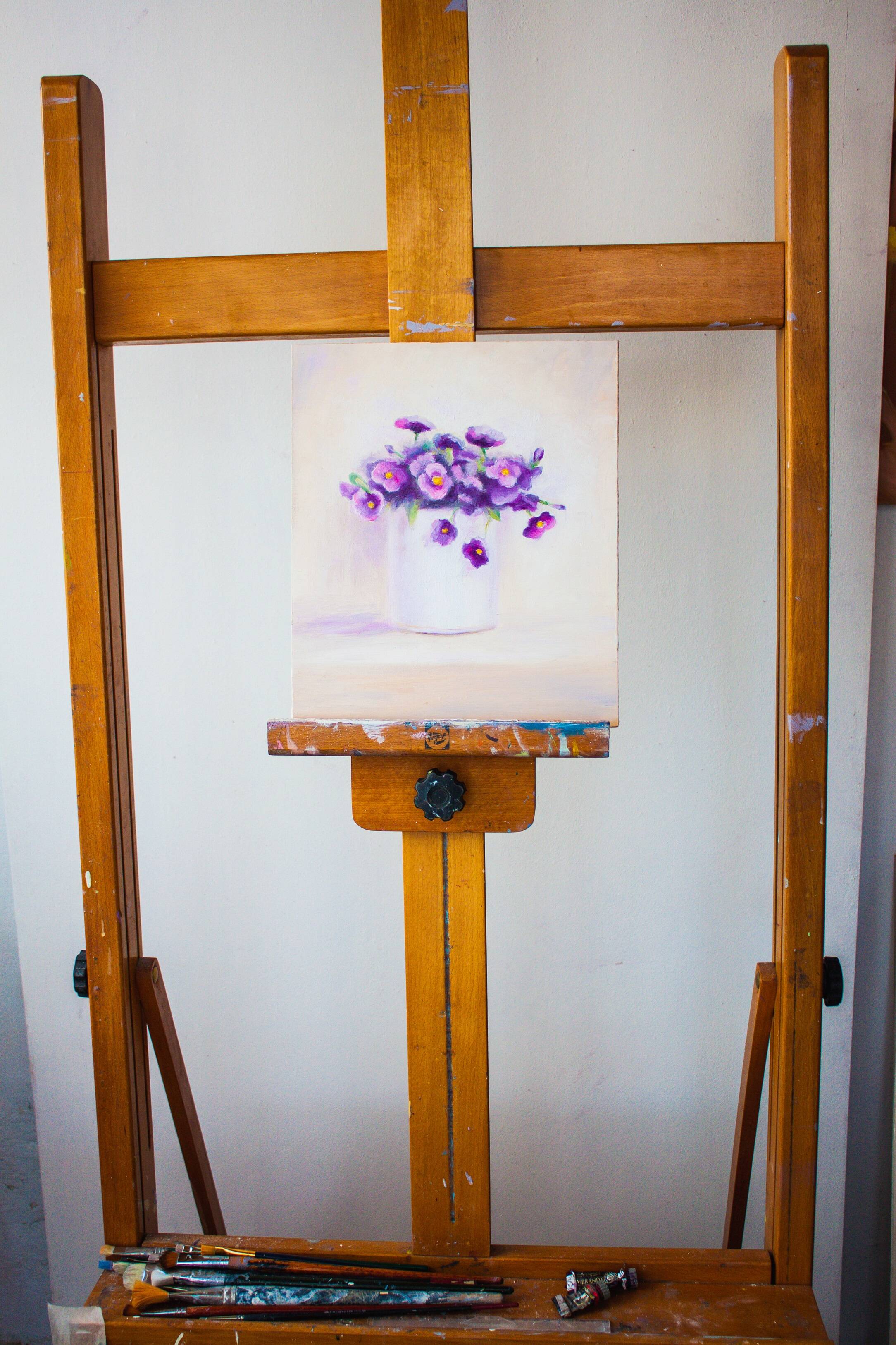 Cuadro al oleo de flores. Flores al oleo.