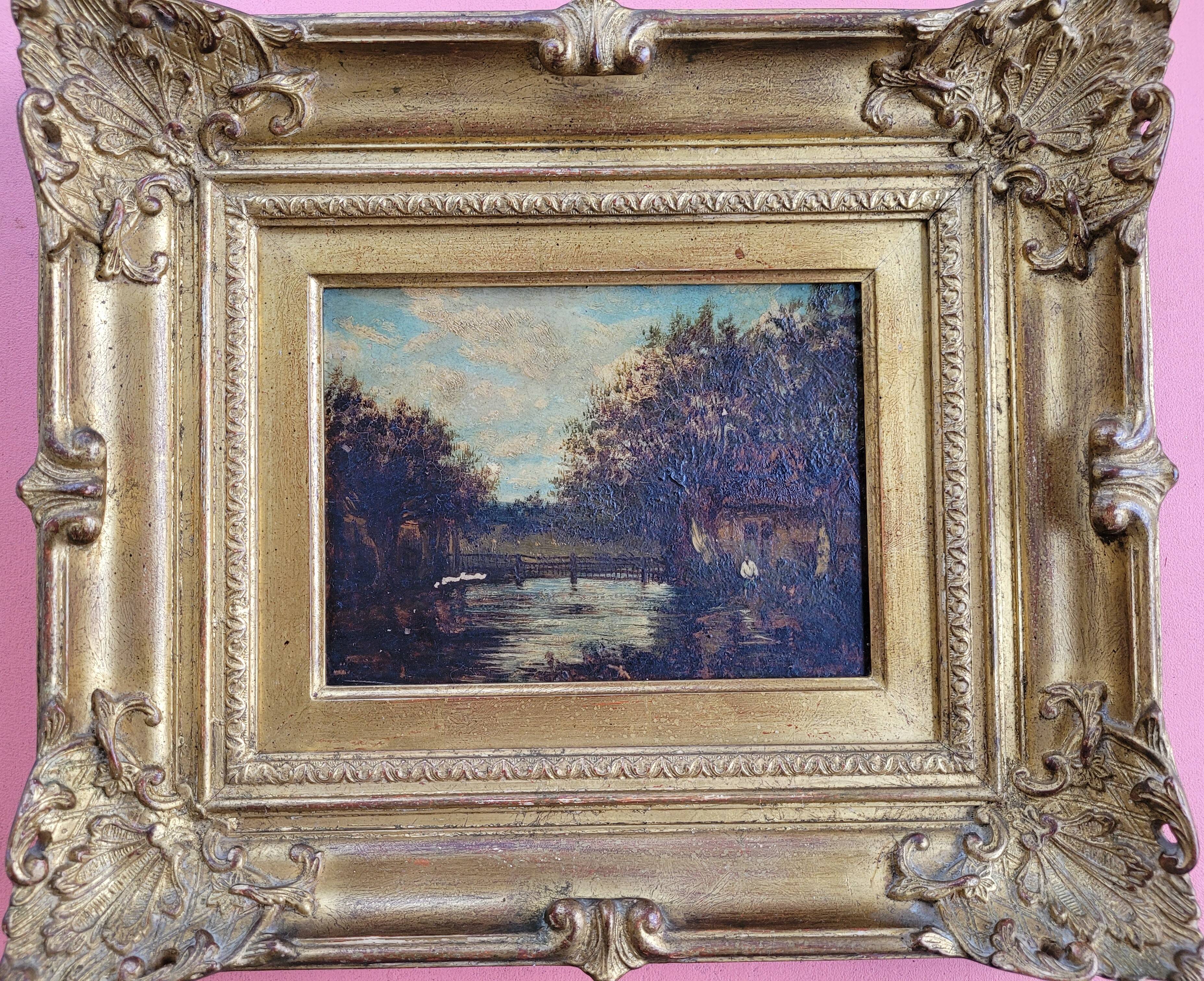 Painting barbizon school xix th century