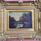 Painting barbizon school xix th century