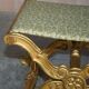 Folding stool with X-frame, carved golden wood, 19th century.
