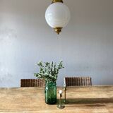 Opaline and brass globe luster