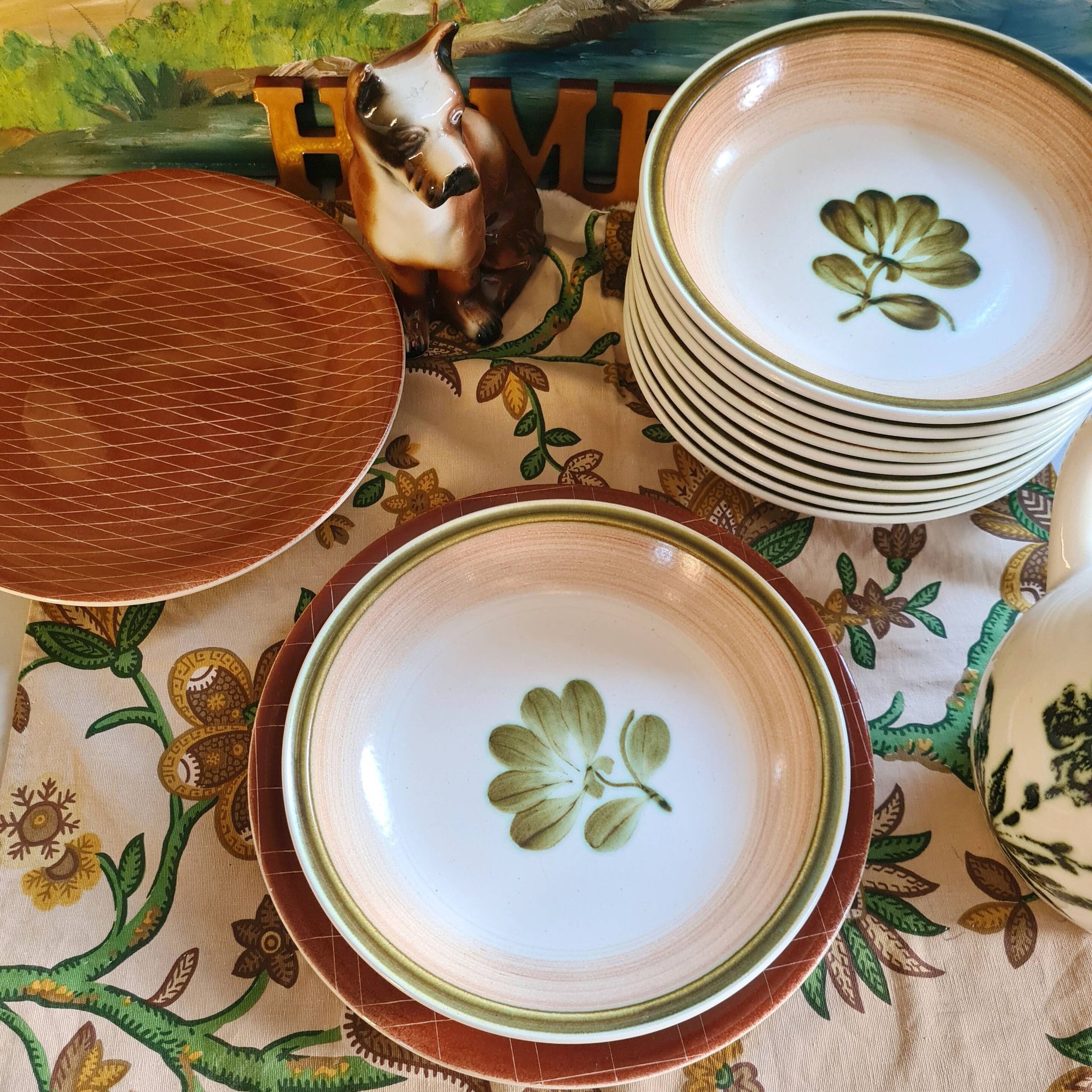 Set of 5 Gien Kandy model deep plates.