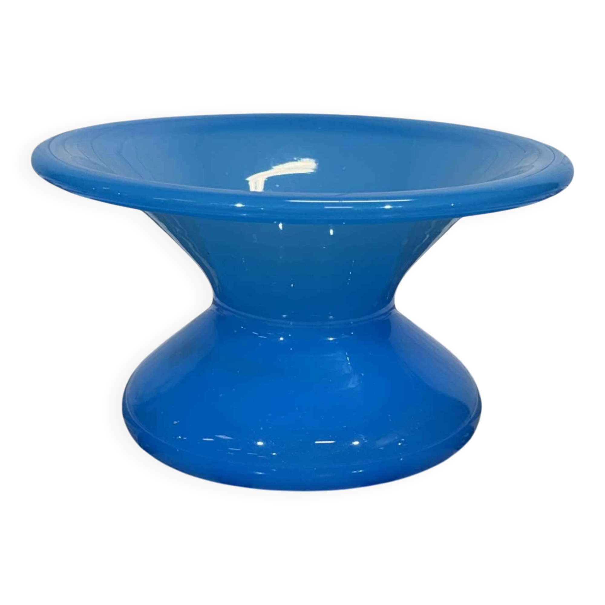 19th-century antique spittoon vase in blue opaline.