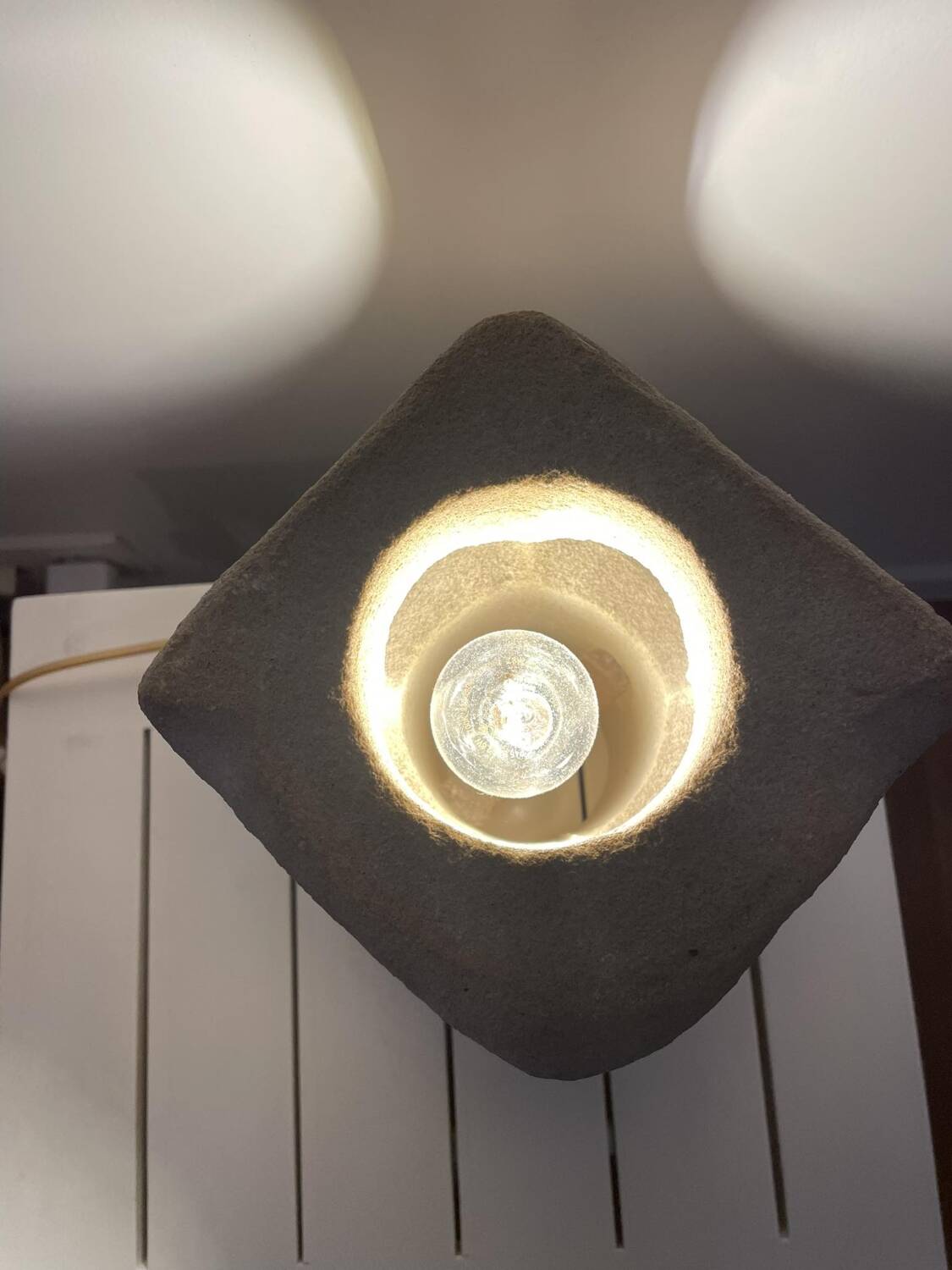 Limestone owl lamp, Albert Tormos, France, 1970s