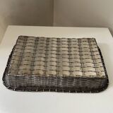 Woven silver metal bread basket