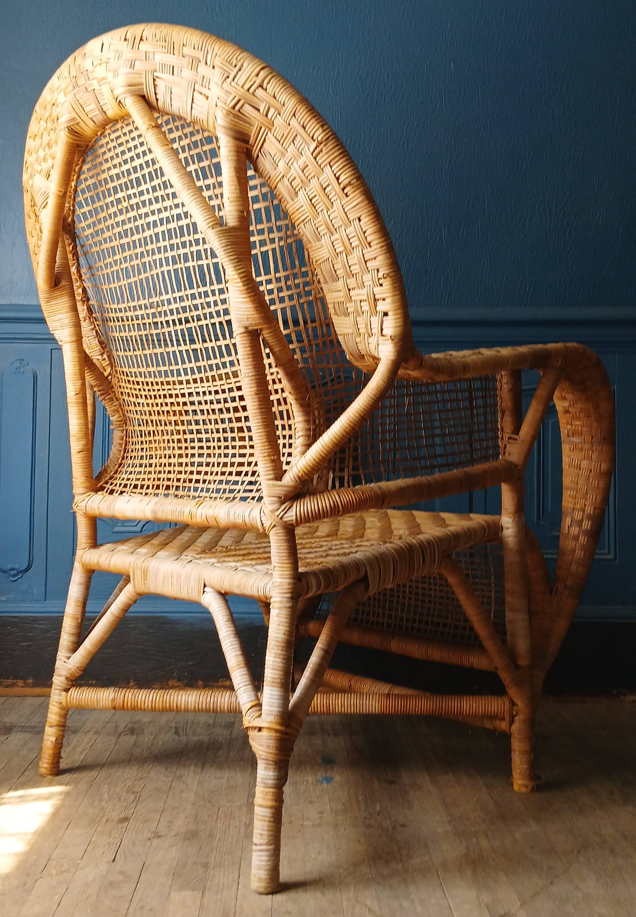 Rattan armchair in the style of Kay Fisker for R. Wengler. Danish work from the 1960s.