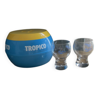 Ice bucket and 2 Tropico glasses