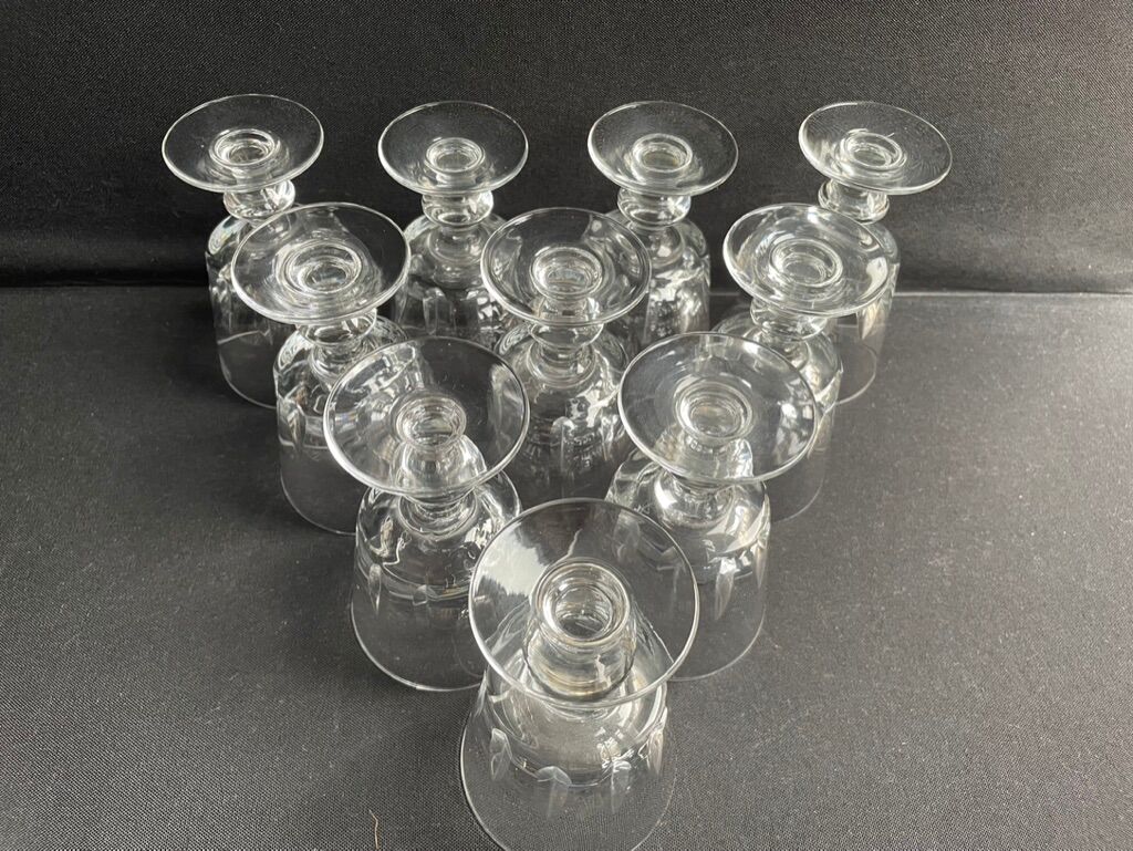 10 crystal port stemmed glasses - XXth