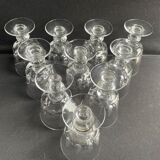 10 verres à pied à porto en cristal - XXème