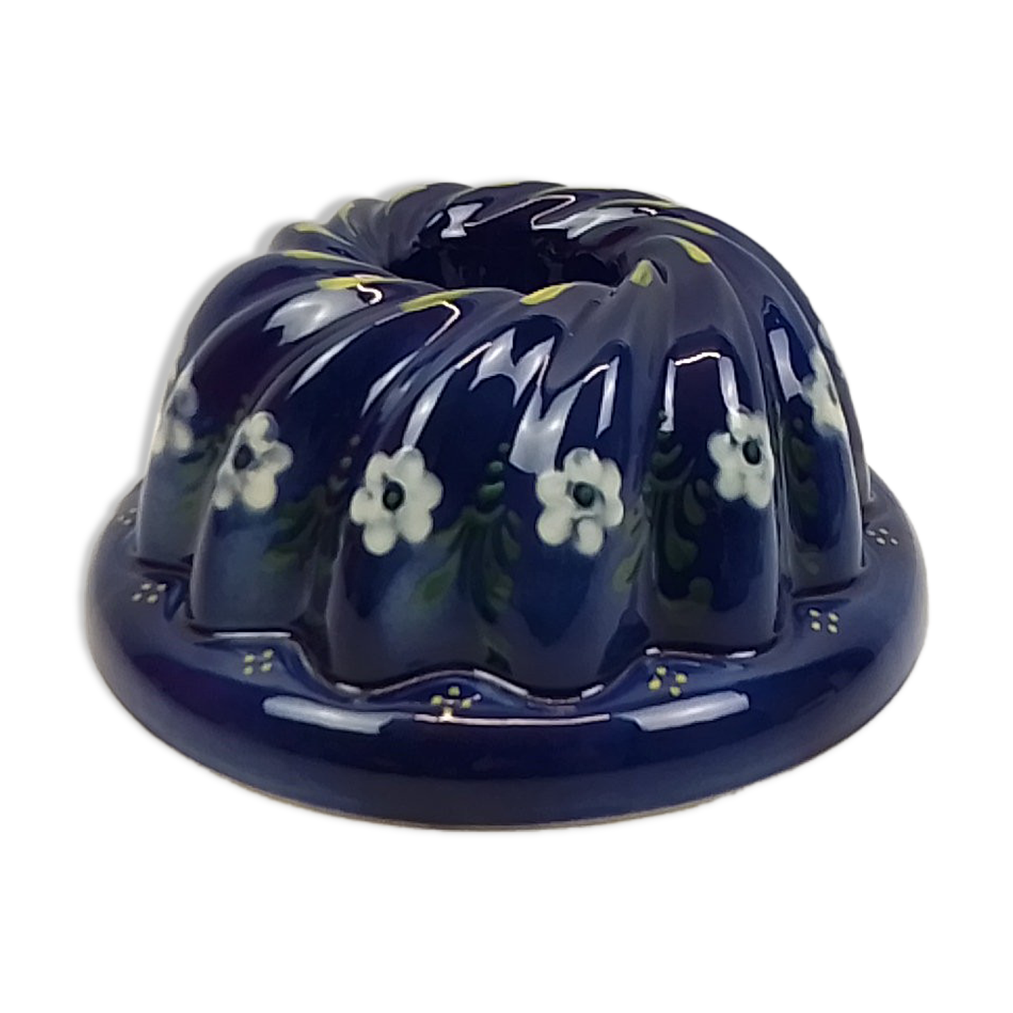 Decorative blue mold in ceramic deco flowers G.W. – Diameter 25 cm