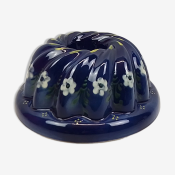 Decorative blue mold in ceramic deco flowers G.W. – Diameter 25 cm