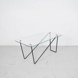 Table basse verre et acier années 50' forme libre