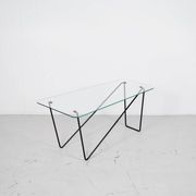 Table basse verre et acier années 50' forme libre