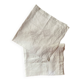 Pair of old cotton pillowcases embroidered and monogrammed.