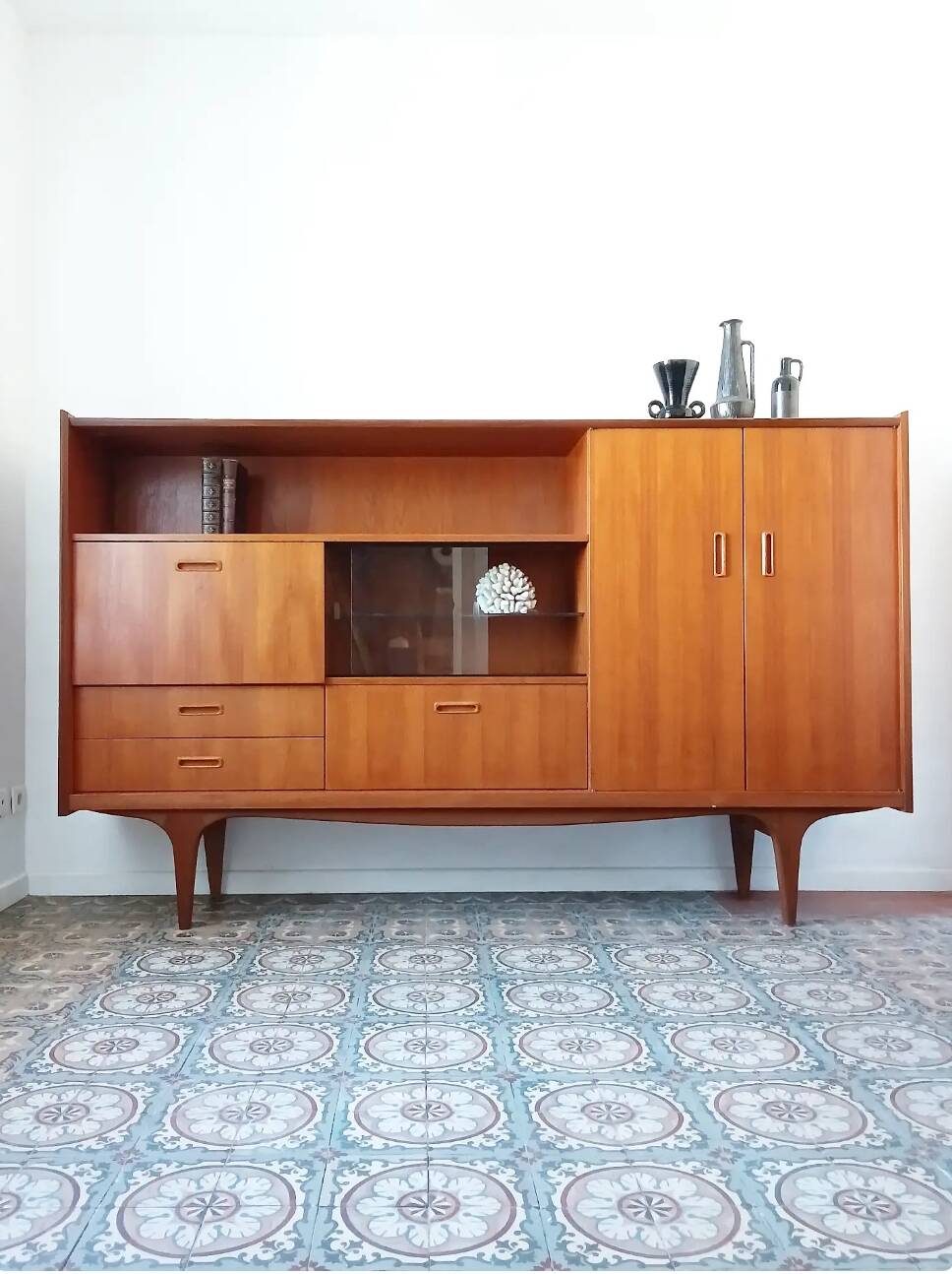 Sideboard library in Scandinavian style made of teak.