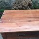 Old farmhouse table with cherry and chestnut panels with 3 drawers.
