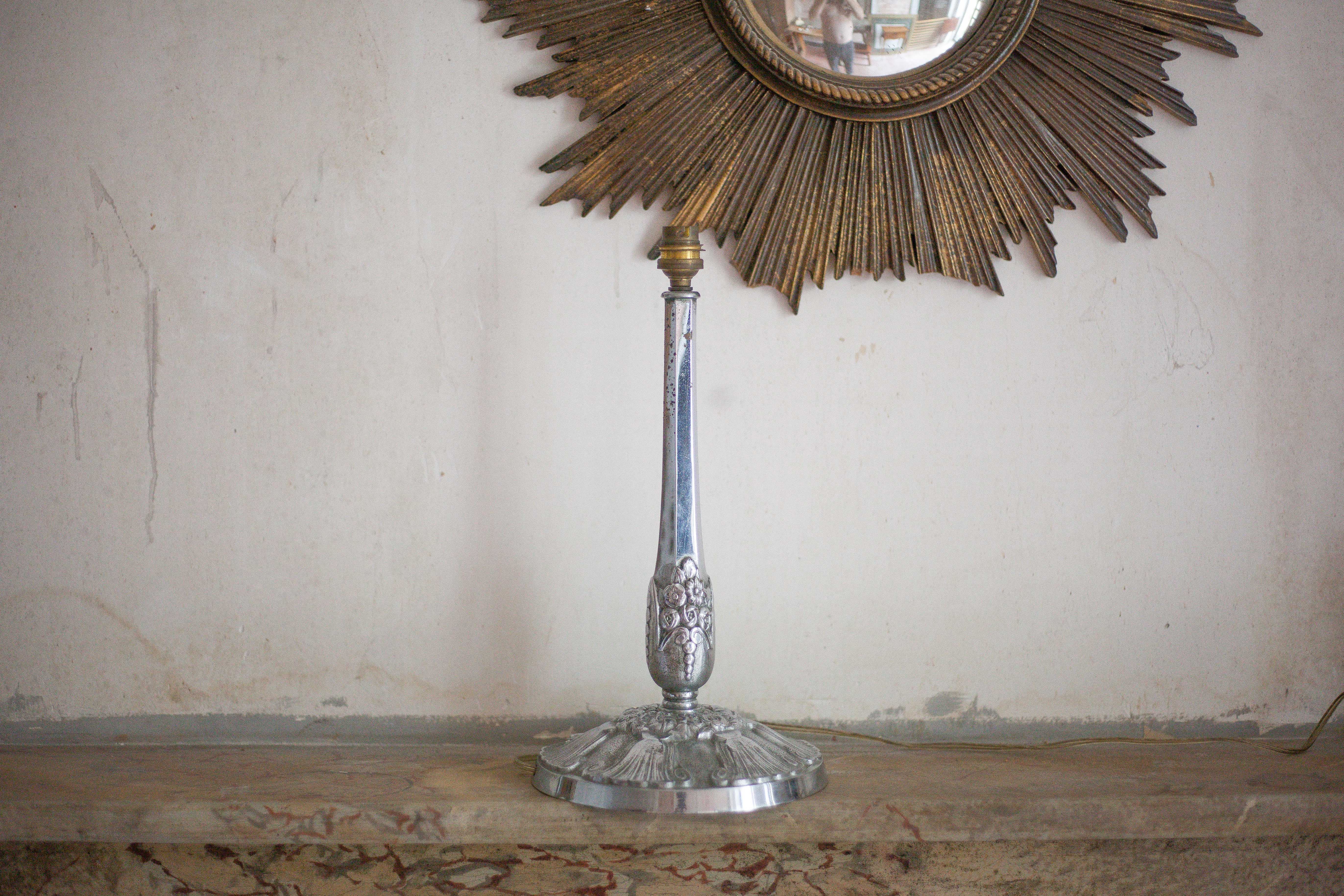 Art Deco table lamp, living room lamp, floral lamp base