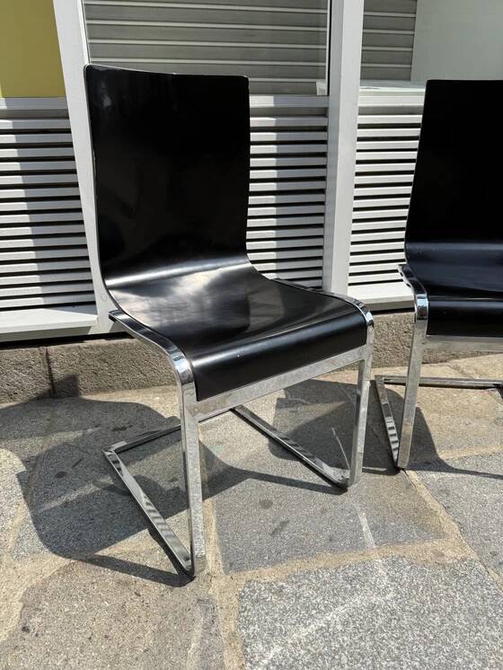 "Klass" designer chairs - wenge wood and chrome legs