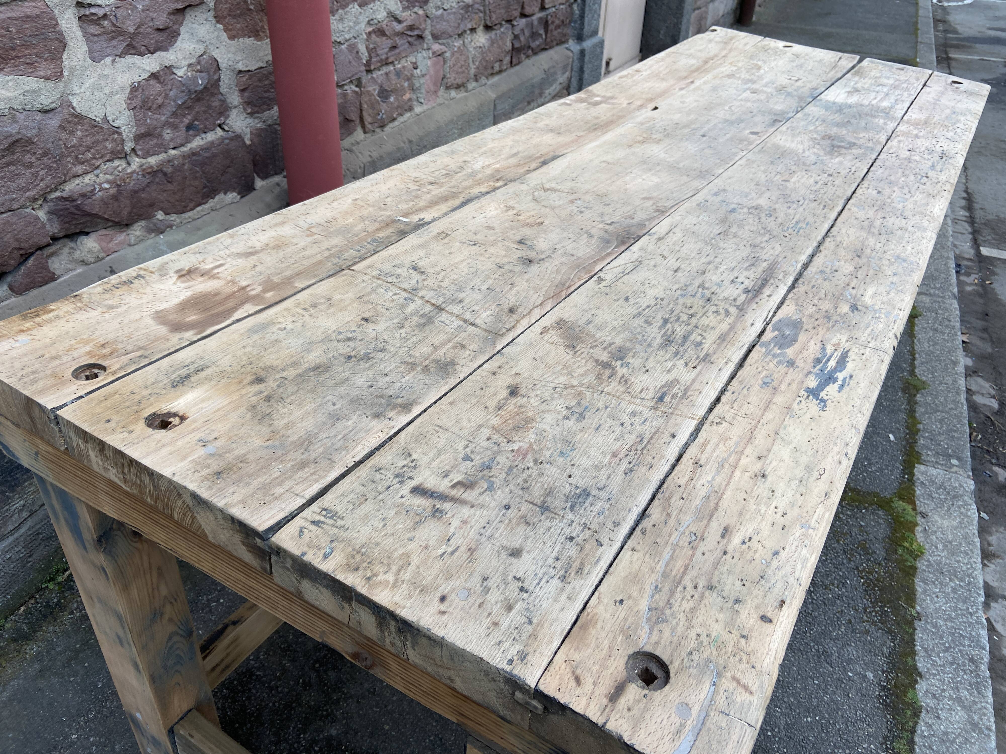 Huge vintage workshop workbench table 245cm