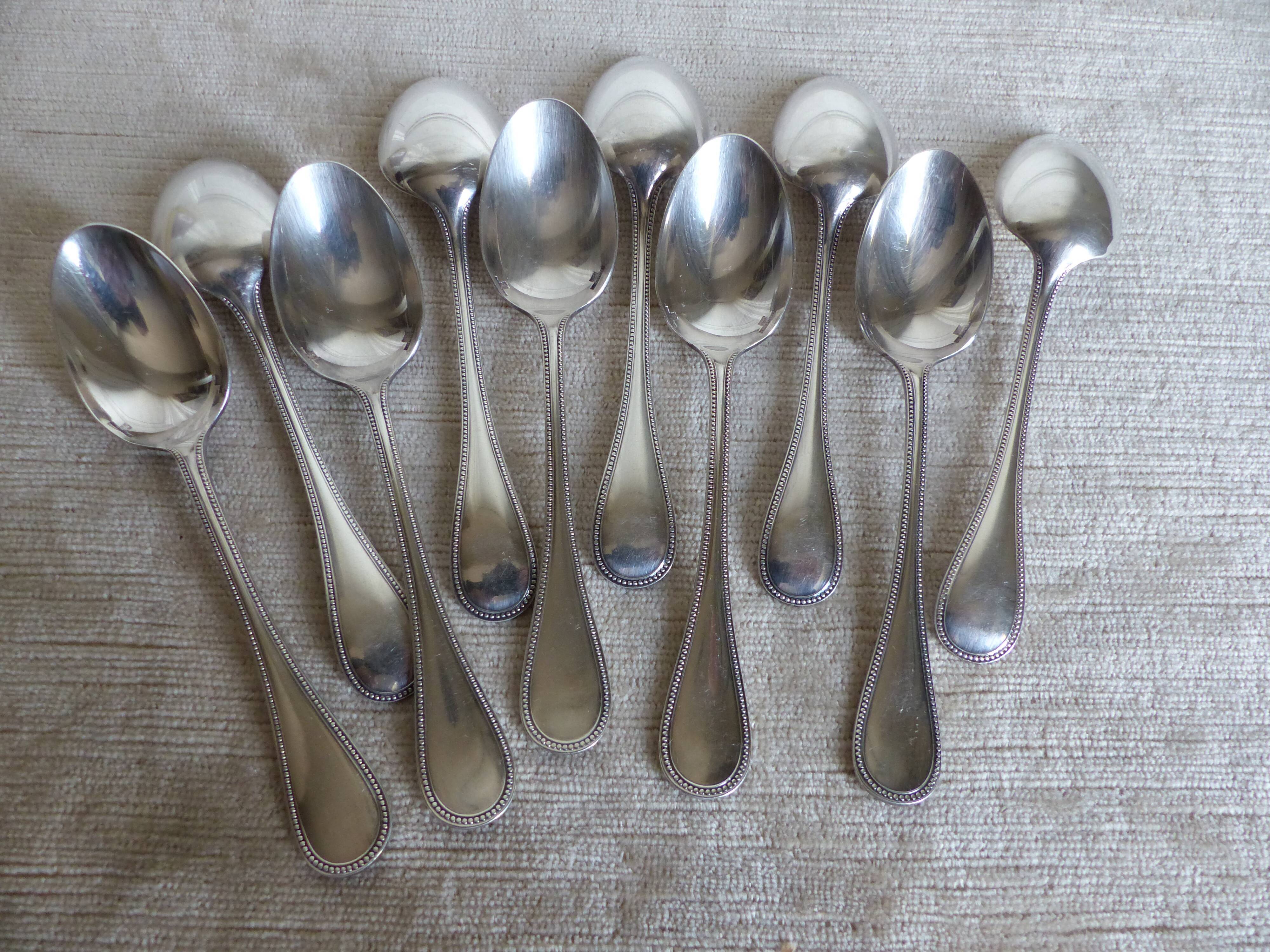 Ten teaspoons Christofle model pearls